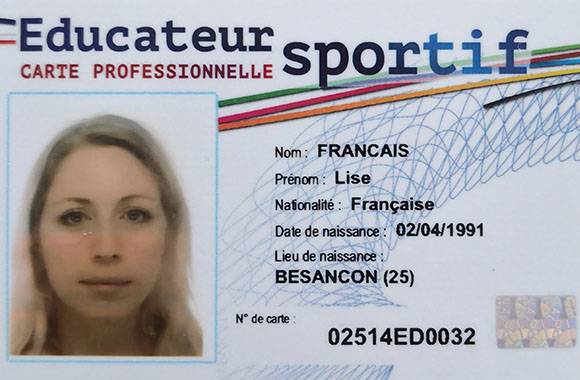 Carte d'éducateur sportif de Lise Français